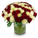 Boquet of white and red roses